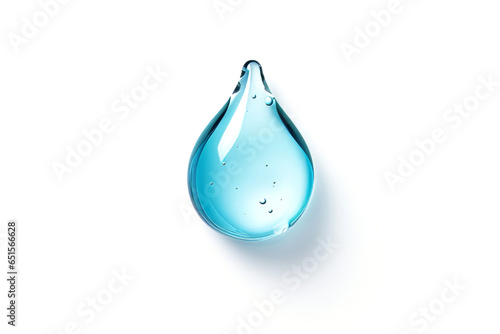 light blue water or liquid drop isolated on white background.generative ai
