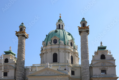 Church of St Charles also called Karlskirche in Baroque Style located in Karlsplatz in Vienna photo
