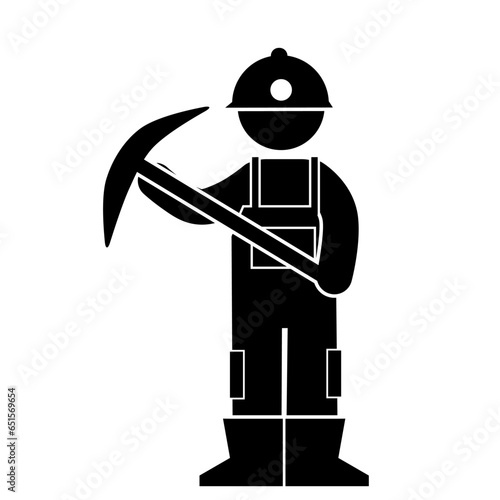 stick figure and stick man vector silhouette  illustration, miner mining