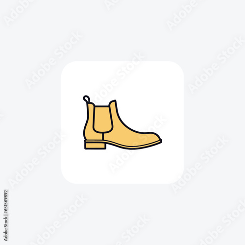 Yellow Chelsea Boots Shoes and footwear Flat Color Icon set isolated on white background flat color vector illustration Pixel perfect