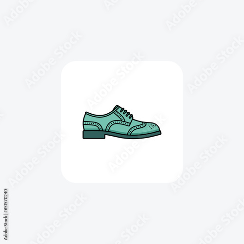 Green Derby Brogue Boots Shoes and footwear Flat Color Icon set isolated on white background flat color vector illustration Pixel perfect