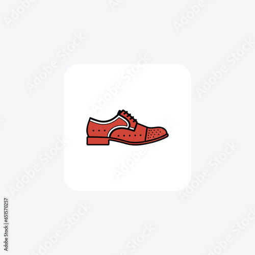 Red Derby Brogue Boots Shoes and footwear Flat Color Icon set isolated on white background flat color vector illustration Pixel perfect