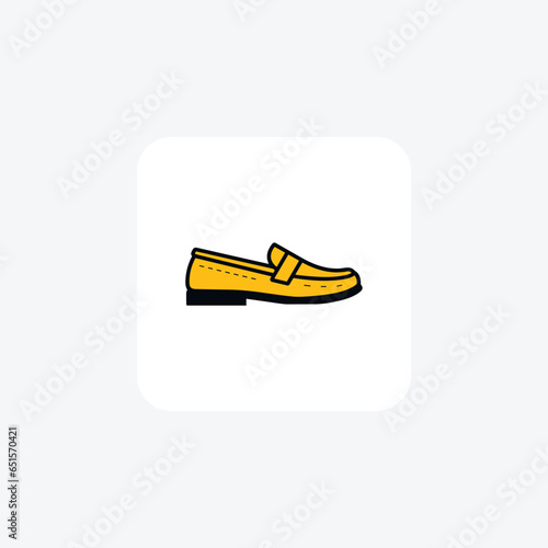 Yellow Espadrille Loafers Shoes and footwear Flat Color Icon set isolated on white background flat color vector illustration Pixel perfect