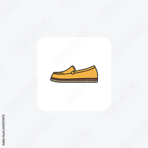 Golden Espadrille Shoes Shoes and footwear Flat Color Icon set isolated on white background flat color vector illustration Pixel perfect