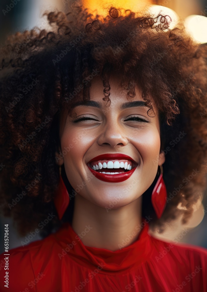 Portrait of happy women with perfect smile with nice white teeth and red lipstick. Generative Ai. Portrait of happy women with perfect smile with nice white teeth and red lipstick. Generative Ai.