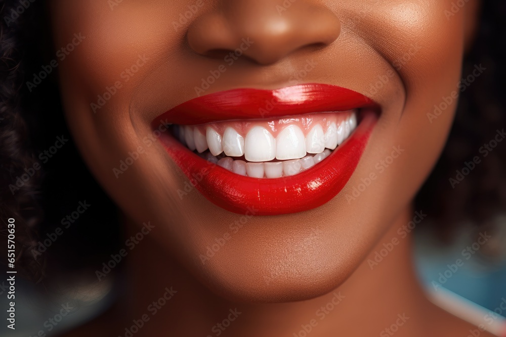 Portrait of happy women with perfect smile with nice white teeth and red lipstick. Generative Ai. Portrait of happy women with perfect smile with nice white teeth and red lipstick. Generative Ai.