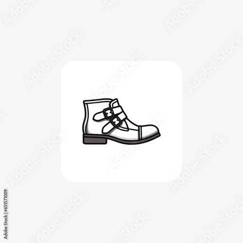 White Monk Strap Boots Shoes and footwear Flat Color Icon set isolated on white background flat color vector illustration Pixel perfect