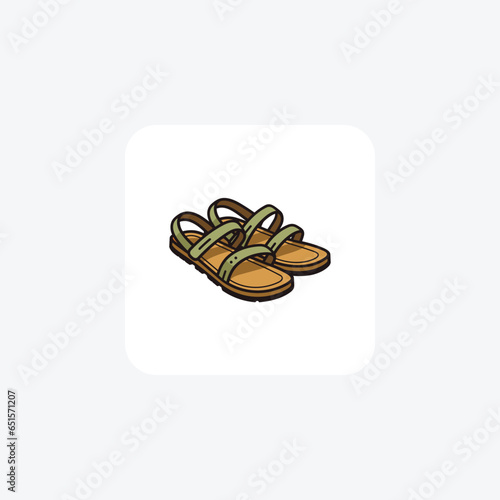 Green Penny Driver Sandal Shoes and footwear Flat Color Icon set isolated on white background flat color vector illustration Pixel perfect