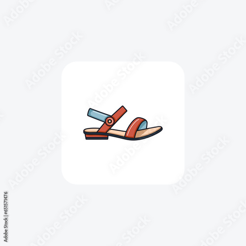 Red Slingback Sandals Shoes and footwear  Color Icon set isolated on white background color vector illustration Pixel perfect