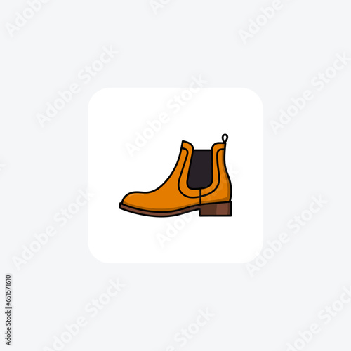Modern Chelsea Boots Shoes and footwear Flat Color Icon set isolated on white background flat color vector illustration Pixel perfect