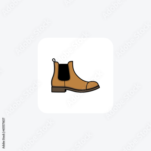 Brown Suede Chelsea Boots Shoes and footwear Flat Color Icon set isolated on white background flat color vector illustration Pixel perfect