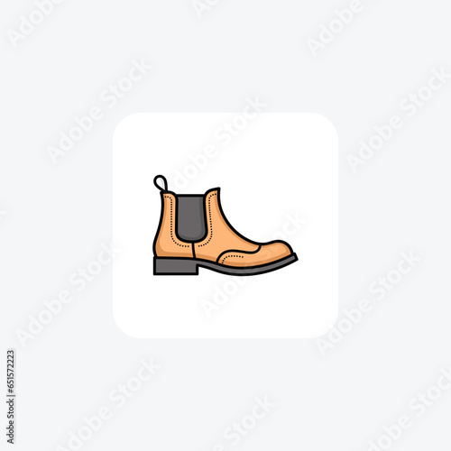 Yellow Wingtip Chelsea Sneakers Shoes and footwear Flat Color Icon set isolated on white background flat color vector illustration Pixel perfect