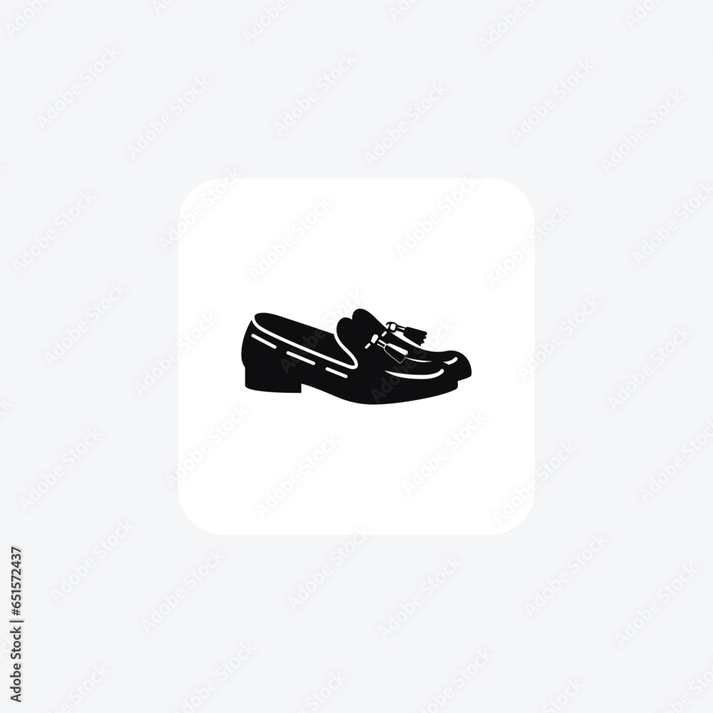 Black classy tassels Shoes and footwear Flat Color Icon set isolated on white background flat color vector illustration Pixel perfect