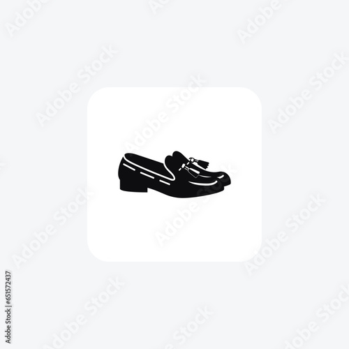 Black classy tassels Shoes and footwear Flat Color Icon set isolated on white background flat color vector illustration Pixel perfect