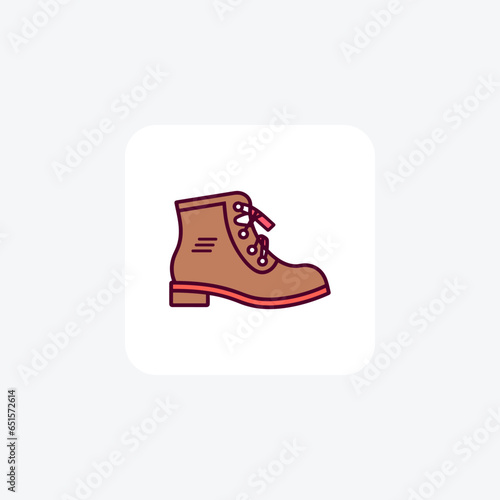 Leather Chelsea Boots Shoes and footwear Flat Color Icon set isolated on white background flat color vector illustration Pixel perfect
