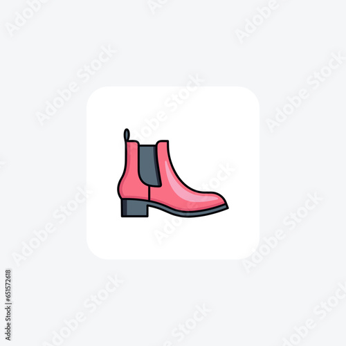 Chelsea Ankle Boots Shoes and footwear Flat Color Icon set isolated on white background flat color vector illustration Pixel perfect