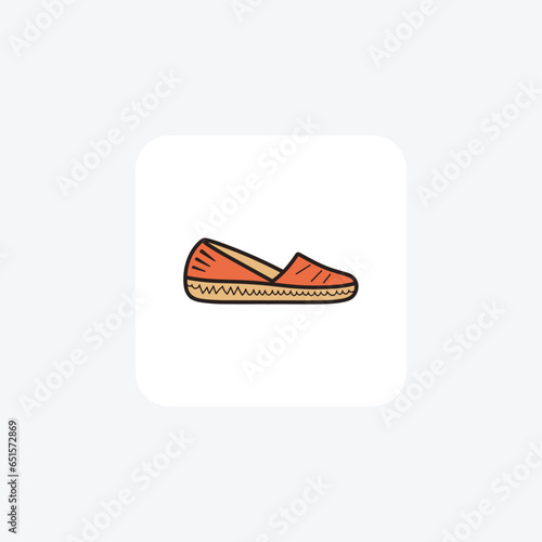 orange Espadrille Mule Flats Women's Shoes and footwear Flat Color Icon set isolated on white background flat color vector illustration Pixel perfect