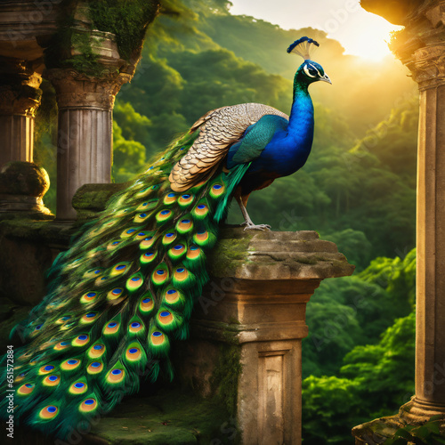 peacock with beautiful feathers