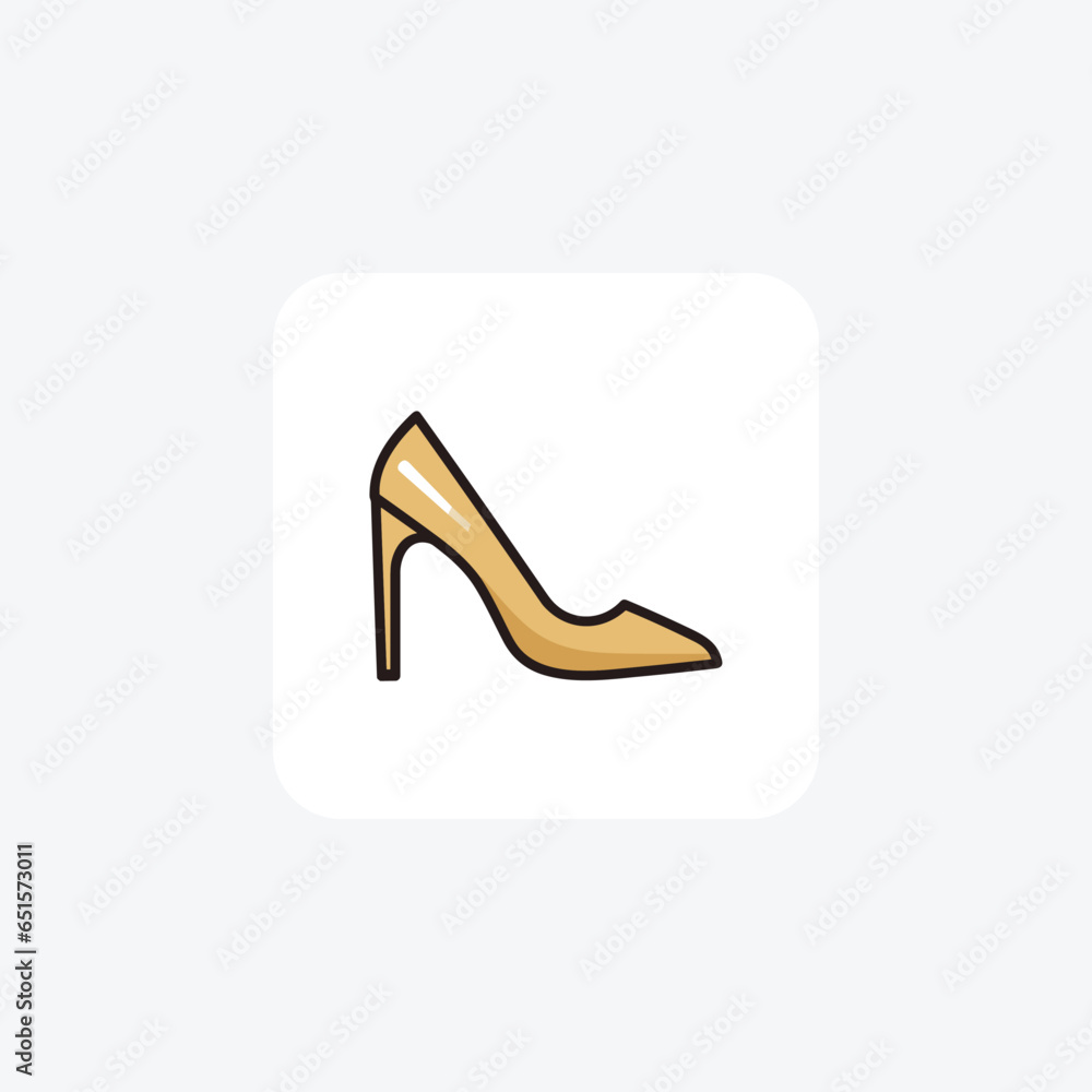Yellow High Heels Women's Shoes and footwear Flat Color Icon set isolated on white background flat color vector illustration Pixel perfect Yellow High Heels Women's Shoes and footwear Flat Color Icon set isolated on white background flat color vector illustration Pixel perfect
