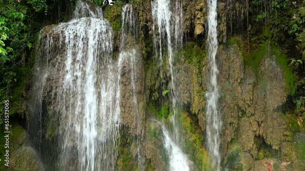 Tropical Waterfall In Jungle. Close-up. Tropical Waterfall In Jungle. Close-up.