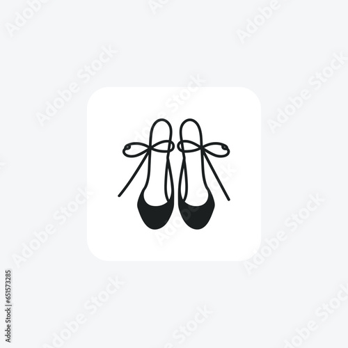 Black Ballerina Flats Women's Shoes and footwear Flat Color Icon set isolated on white background flat color vector illustration Pixel perfect