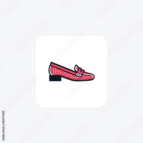 Red Loafer Mules Women's Shoes and footwear Flat Color Icon set isolated on white background flat color vector illustration Pixel perfec