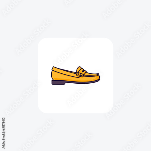 Loafer Mules Women's Shoes and footwear Flat Color Icon set isolated on white background flat color vector illustration Pixel perfect