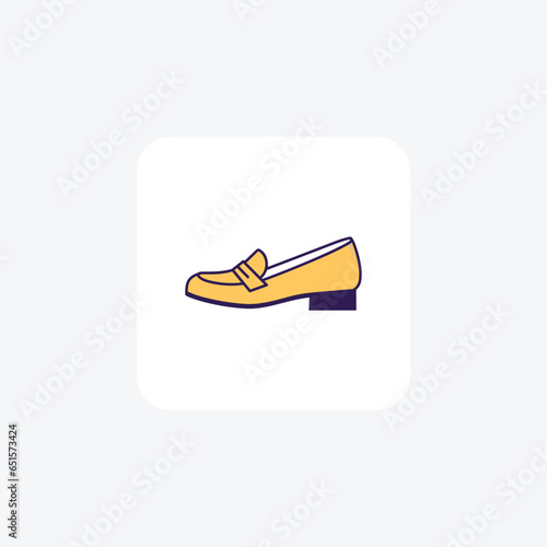 Yellow Loafer Mules Women's Shoes and footwear Flat Color Icon set isolated on white background flat color vector illustration Pixel perfect