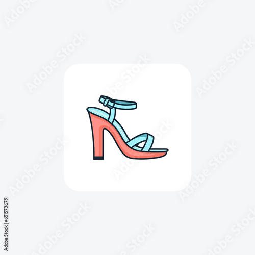 Blue Platform Sandal womens Shoes and footwear Flat Color Icon set isolated on white background flat color vector illustration Pixel perfect
