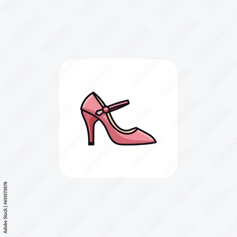 Pink Slingback Bootie Women's Shoes and footwear Flat Color Icon set isolated on white background flat color vector illustration Pixel perfec Pink Slingback Bootie Women's Shoes and footwear Flat Color Icon set isolated on white background flat color vector illustration Pixel perfec