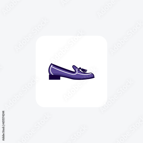 Purple Tassel Loafer women'sShoes and footwear Flat Color Icon set isolated on white background flat color vector illustration Pixel perfect