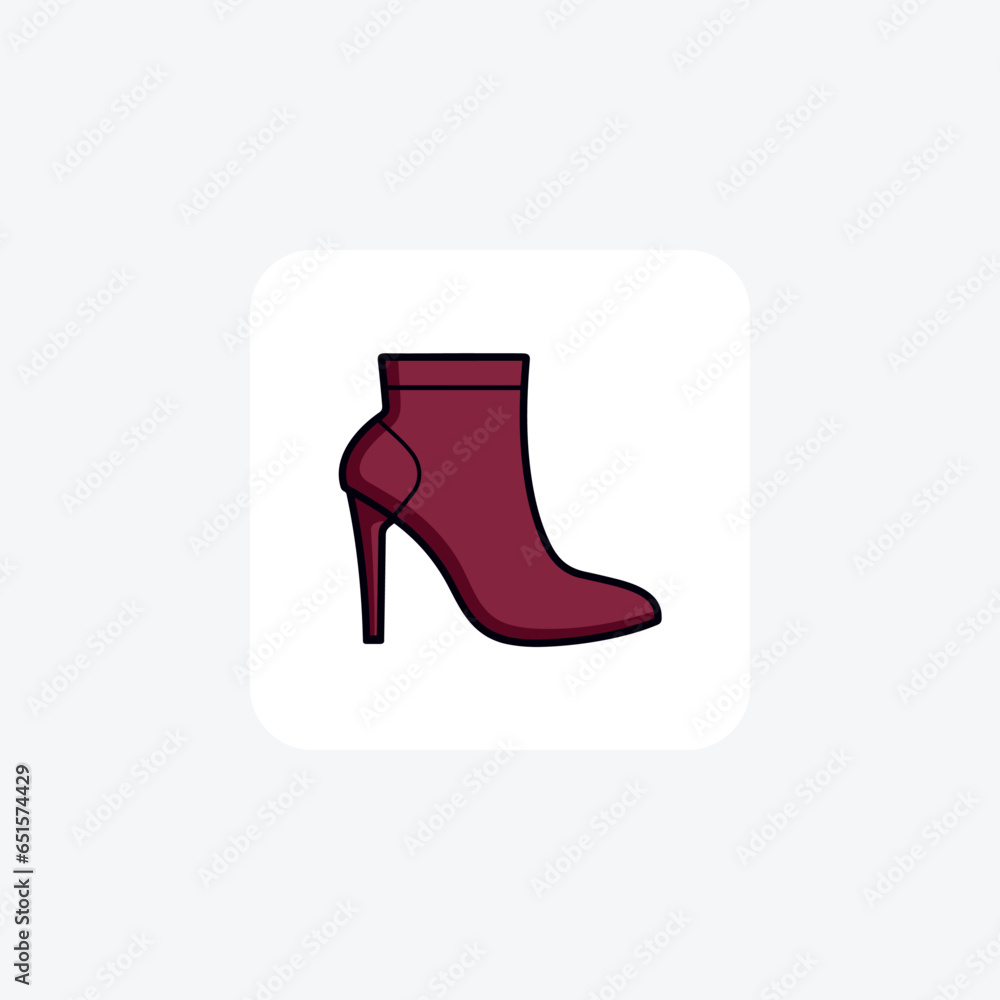Red Velvet Booties Women's Flat Shoes and footwear Flat Color Icon set isolated on white background flat color vector illustration Pixel perfect Red Velvet Booties Women's Flat Shoes and footwear Flat Color Icon set isolated on white background flat color vector illustration Pixel perfect