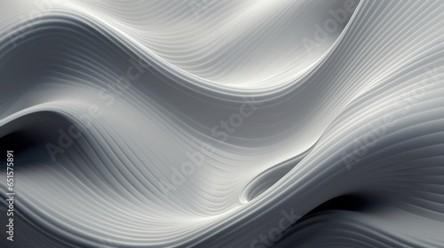 neutral gray liquid wavy background horizontal banner. 3d mesh illustration.