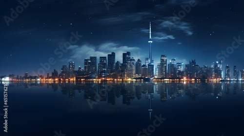 Panoramic view of night city