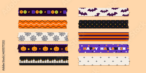Set of isolated Halloween washi tapes
