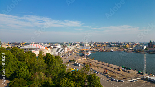 Fototapeta Naklejka Na Ścianę i Meble -  Helsinki, The capitol of Finland. Drone views from city at shore of the Gulf of Finland