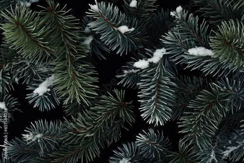 Winter beautiful green fir tree branches background. Spruce with needles. Closeup. Nature winter banner. Christmas wallpaper concept with copy space © ratatosk