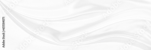 Fototapeta Naklejka Na Ścianę i Meble -  White gray satin texture that is white silver fabric silk panorama background with beautiful soft blur pattern natural.