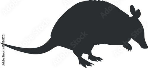 Armadillo animal silhouette isolated on white background. Vector illustration