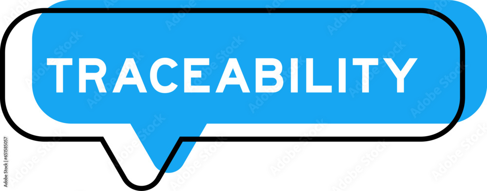 Speech banner and blue shade with word traceability on white background Speech banner and blue shade with word traceability on white background