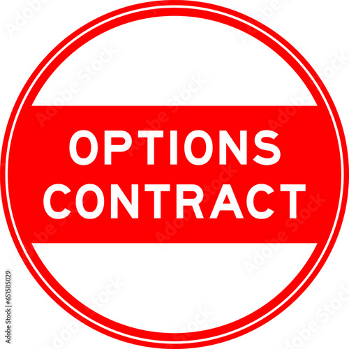 Red color round seal sticker in word options contract on white background