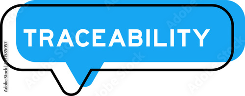 Speech banner and blue shade with word traceability on white background