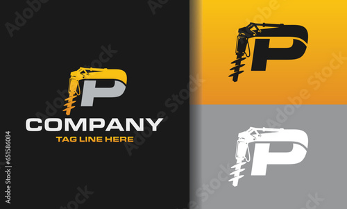 initial letter P logo drill