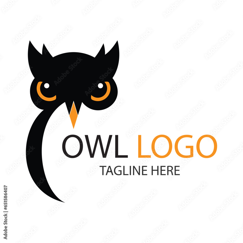simple owl logo design template on white background simple owl logo design template on white background