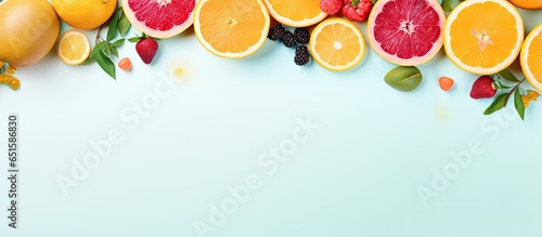 Fruit juice spilled on isolated pastel background Copy space