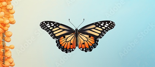 Gorgeous butterfly wing against isolated pastel background Copy space