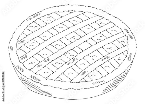 Pie graphic black white isolated illustration vector