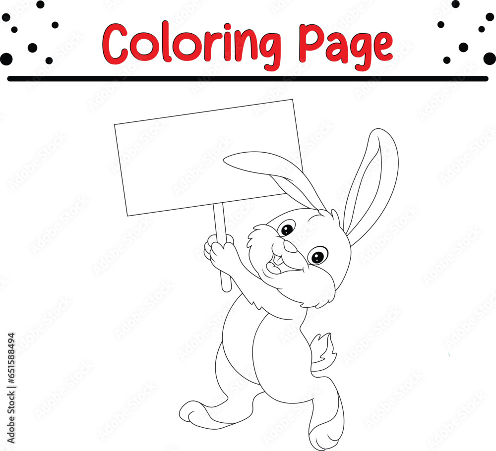 Cute little bunny coloring page for children. Wild animal coloring book ...