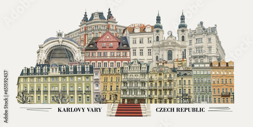 Obraz na płótnie The old building facades in Karlovy Vary, Czech Republic