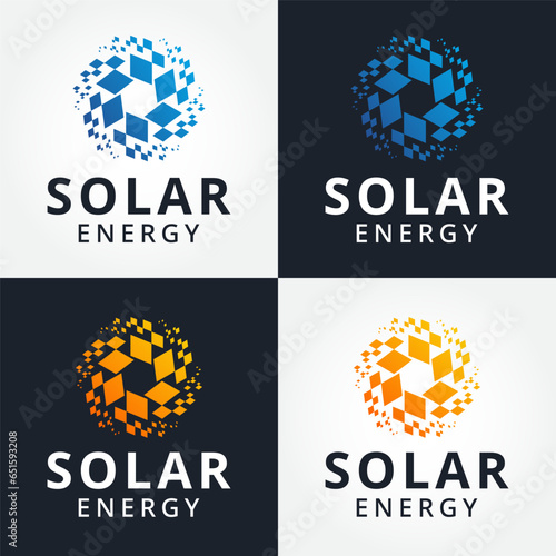 abstract solar energy logo design vector template